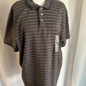 Alfani Stretch Mens Polo Shirt Gray/White Stripes Size XL New with Tags